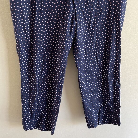 Talbots Women 12 Blue Pink Polka Dot Cotton Preppy Curvy The Perfect Crop Pants - Picture 3 of 9